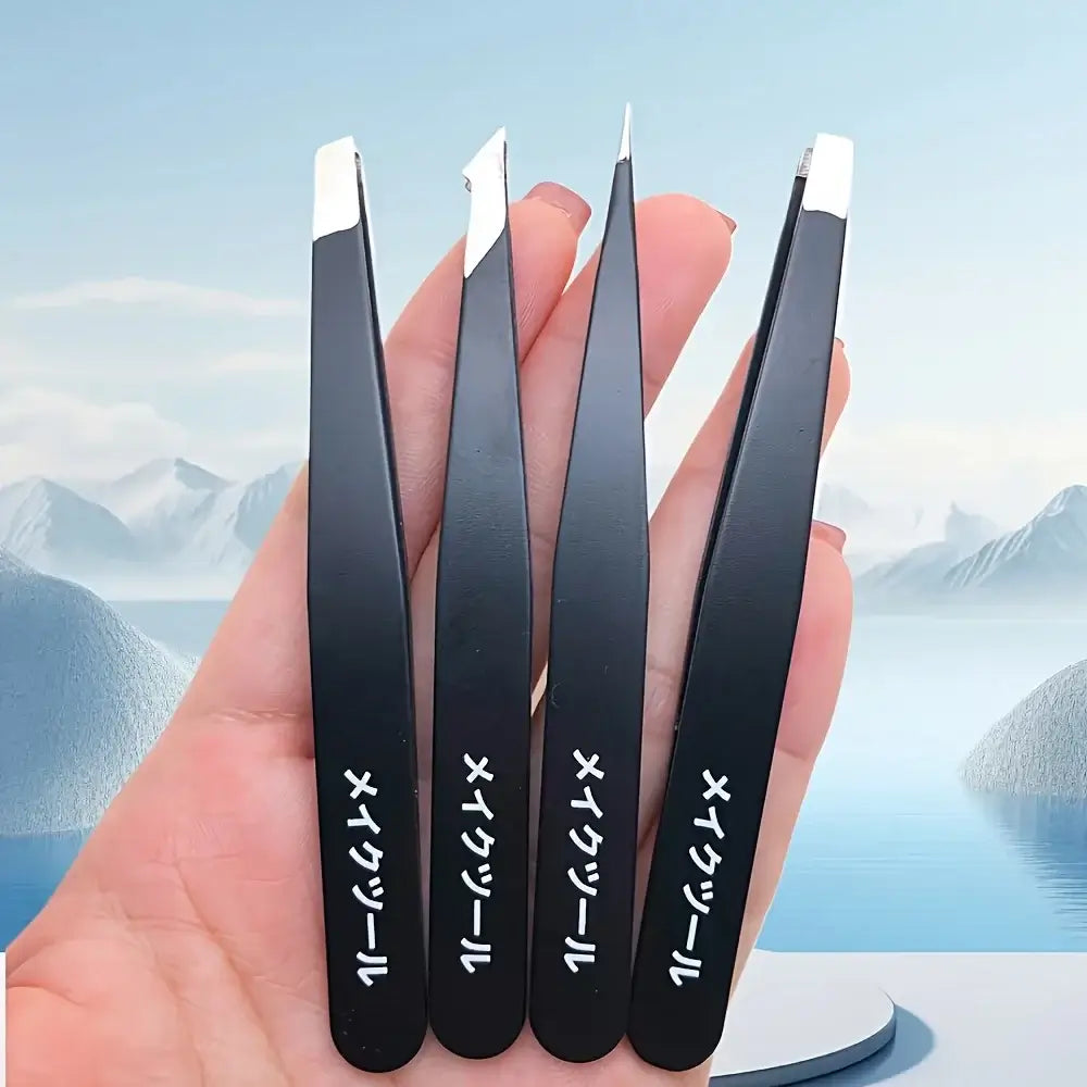 Durable stainless steel tweezers for eyebrows, lashes & beard grooming. Precision design for flawless shaping. Shop Frost Glow Cosmetics today!