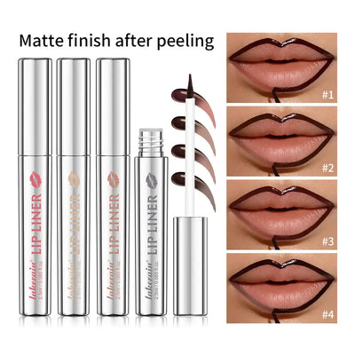 Frost Glow Cosmetics waterproof peel-off lip liner & tattoo gloss. Long-lasting matte lip tint for bold contour & smudge-proof lips.