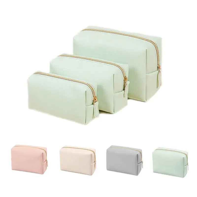 Stay organized in style with Frost Glow’s waterproof PU leather cosmetic bag—perfect for travel, makeup, and toiletry storage. Sleek, durable, and portable.