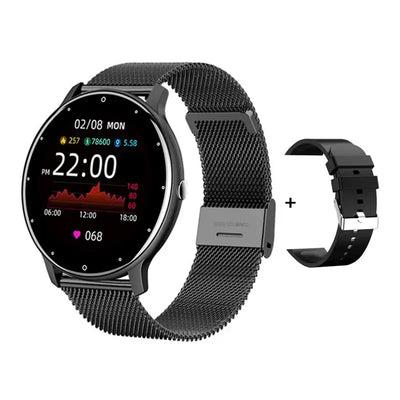 Frost Glow Cosmetics women’s smart watch with IP67 waterproof design, real-time weather, WhatsApp alerts & fitness tracking.