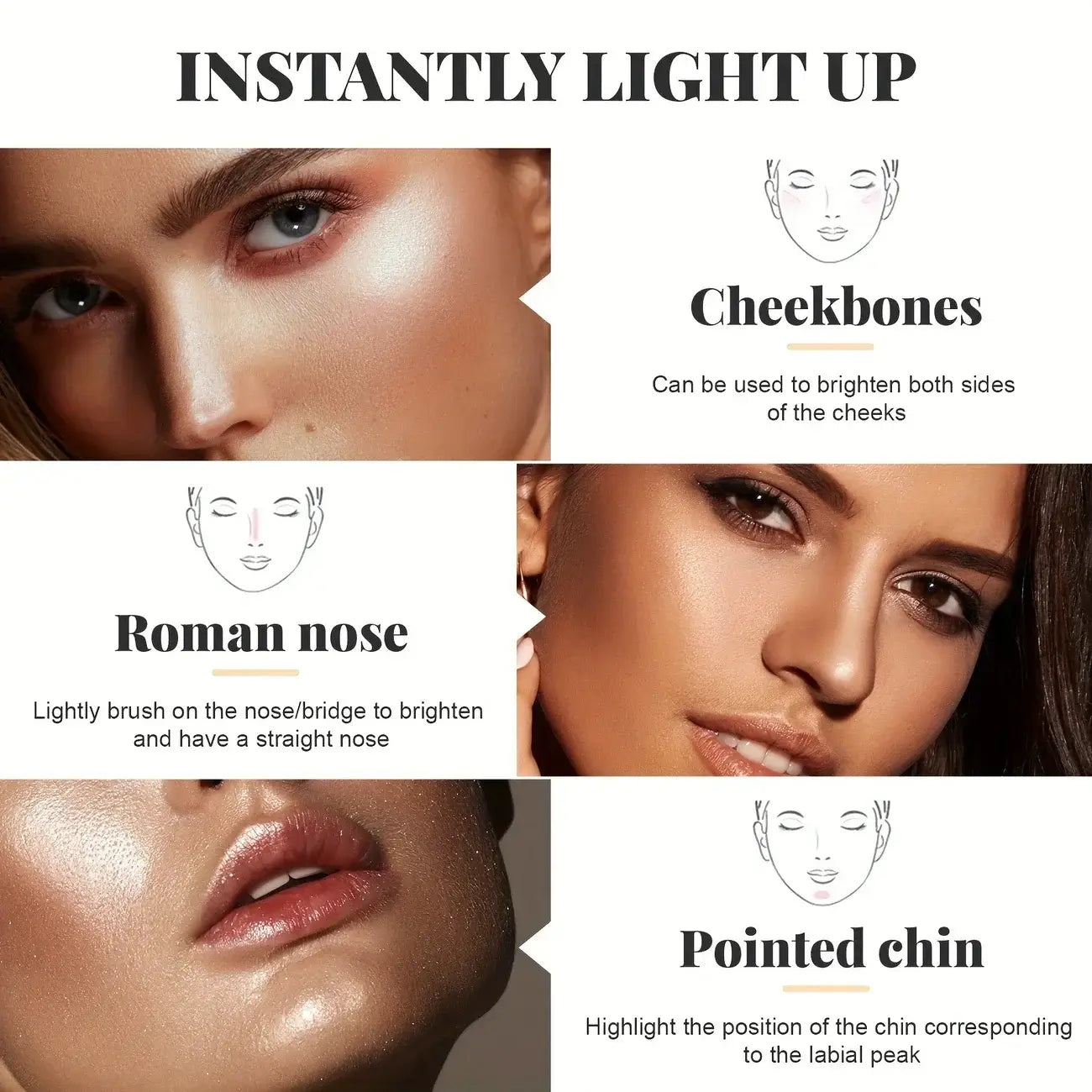 Frost Glow Cosmetics Pressed Powder with bronzer and highlighter showcased with models demonstrating a radiant glow.