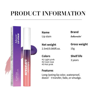 Frost Glow Cosmetics 3-color peel-off liquid lipstick. Waterproof, moisturizing, no fading lip gloss for bold & lasting tattoo effect.