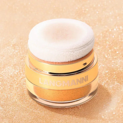 Frost Glow Cosmetics glitter highlighter powder. Diamond glow, pearlescent shimmer for face & body. Long-lasting luminous makeup finish.
