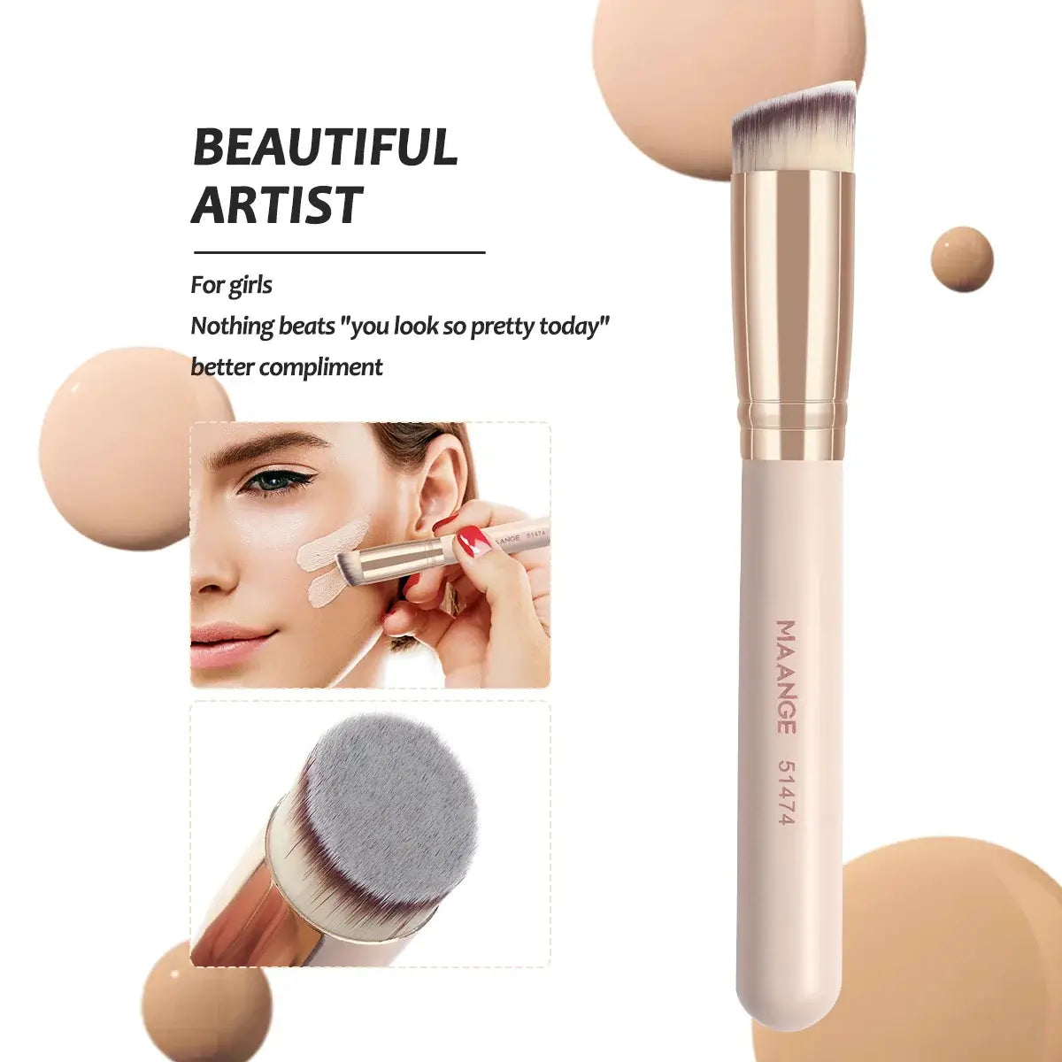 Soft bristle MAANGE 7pcs makeup brush set for flawless blending of foundation, blush & concealer. Shop premium beauty tools at Frost Glow Cosmetics.