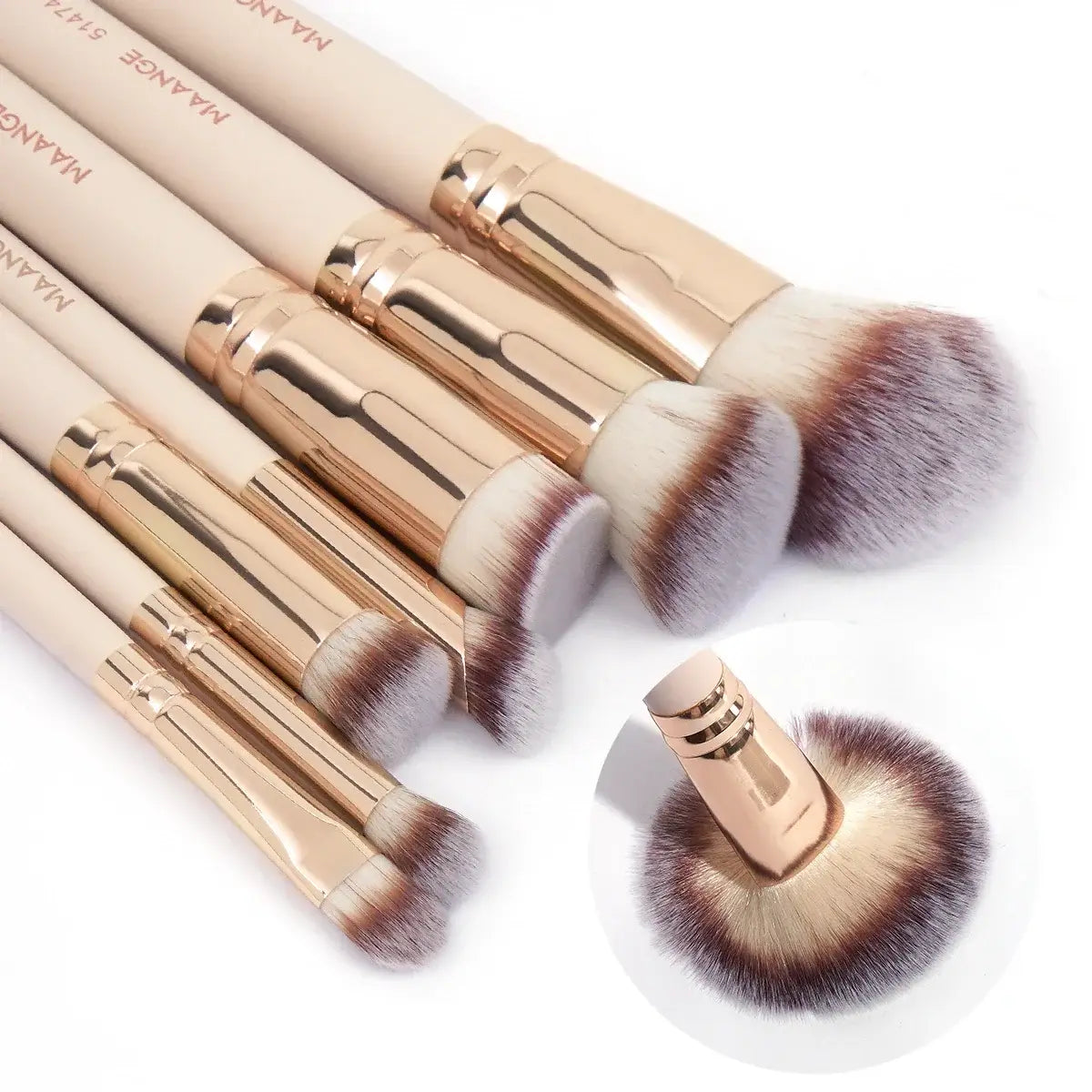 Soft bristle MAANGE 7pcs makeup brush set for flawless blending of foundation, blush & concealer. Shop premium beauty tools at Frost Glow Cosmetics.
