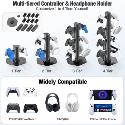 Organize your gaming setup with Frost Glow Cosmetics universal controller & headset holder. Fits Xbox, PS5, PS4, Switch & more.