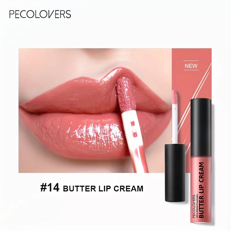 Frost Glow Cosmetics Butter Lip Cream. Non-sticky, moisturizing liquid lipstick with bold pigment for sexy nude and red lip looks.