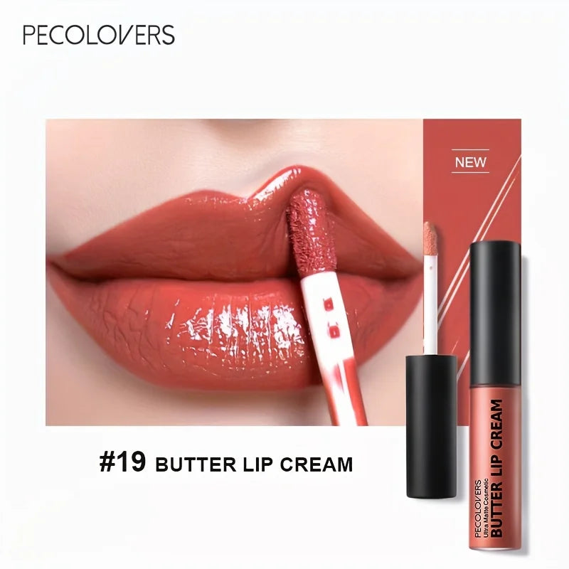 Frost Glow Cosmetics Butter Lip Cream. Non-sticky, moisturizing liquid lipstick with bold pigment for sexy nude and red lip looks.