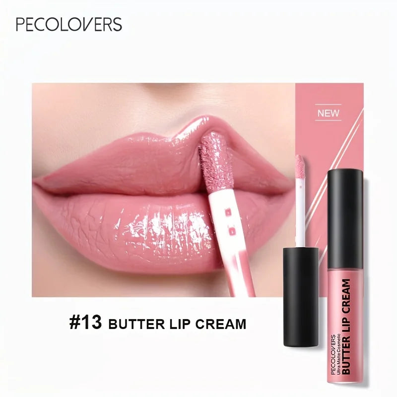 Frost Glow Cosmetics Butter Lip Cream. Non-sticky, moisturizing liquid lipstick with bold pigment for sexy nude and red lip looks.