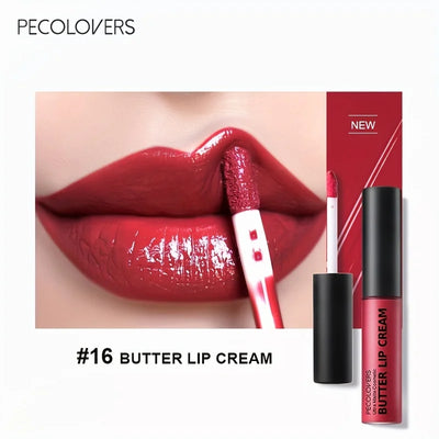Frost Glow Cosmetics Butter Lip Cream. Non-sticky, moisturizing liquid lipstick with bold pigment for sexy nude and red lip looks.