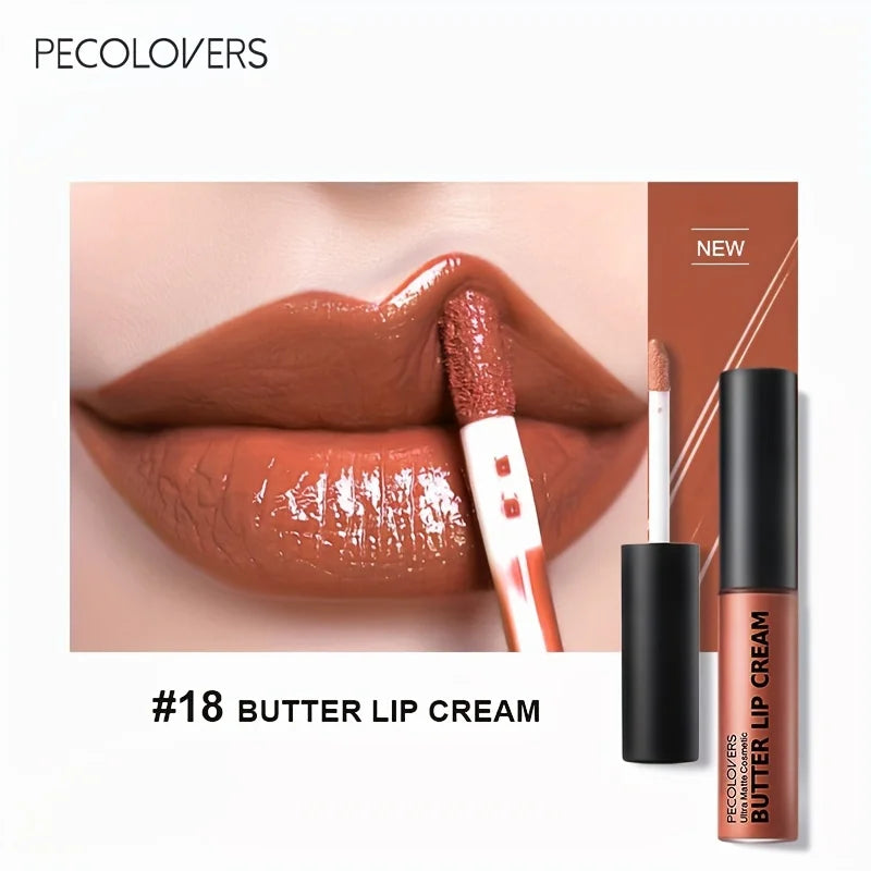 Frost Glow Cosmetics Butter Lip Cream. Non-sticky, moisturizing liquid lipstick with bold pigment for sexy nude and red lip looks.