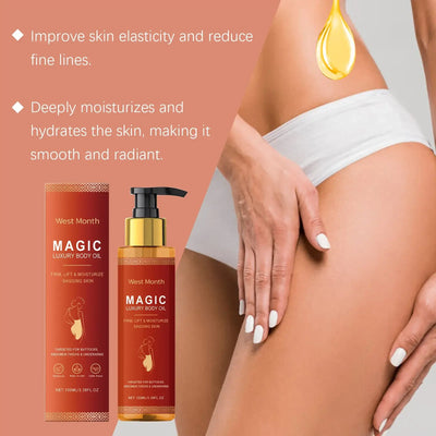 Luxury body oil that firms, smooths & fades fine lines. Deeply moisturizing, brightening & rejuvenating for radiant skin.