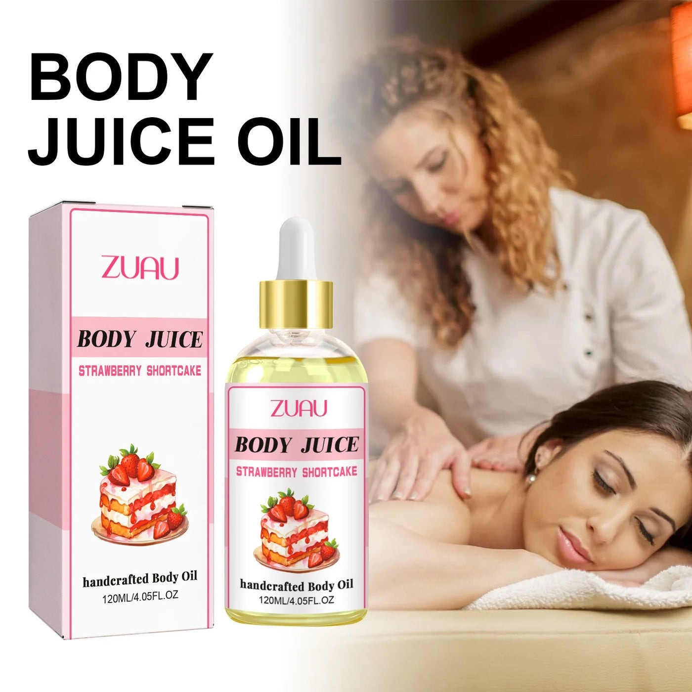 Hydrating strawberry body oil for smooth, radiant skin. Moisturizes, brightens & relaxes while reducing signs of aging.